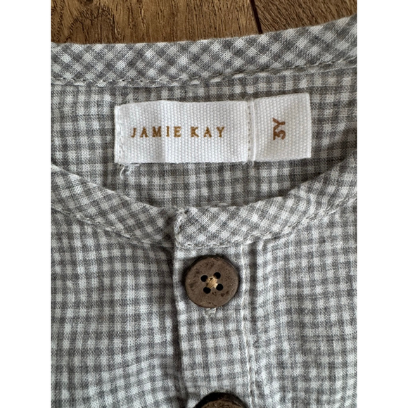 Boys Jamie Kay Button Down Shirt 3T GrayBlue White Gingham - Picture 4 of 5